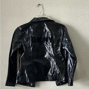 DKNY YOUTH Black Faux Patent Leather Jacket (girl sz M 10-12)